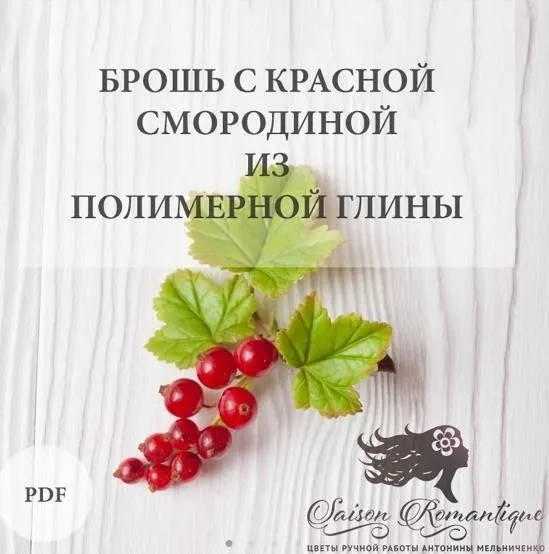 Брошь с красной смородиной из полимерной глины (Антонина Мельниченко)