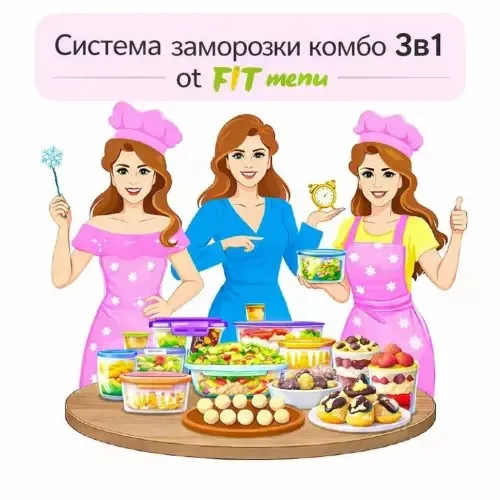 [fit-menu] Комбо-набор Система заморозки 3 в 1 на 1600 ккал (Евгения Уварова)