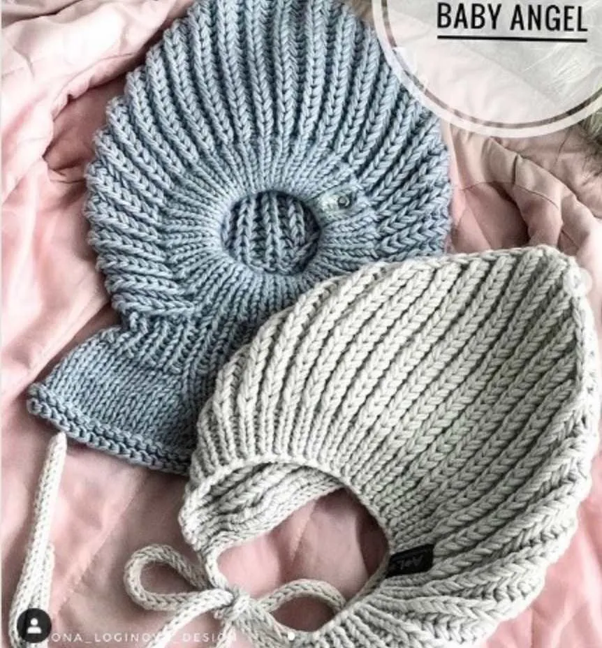 Шапка, чепчик и манишка Set baby angel (Алёна Логинова)