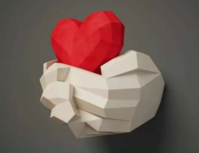 [InArtCraft] Руки с Сердцем, 3D модель из бумаги / Paper craft Hands with Heart (Ilgiz Asfandiyarov)