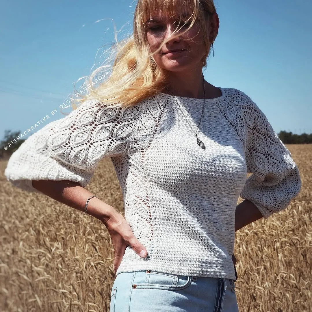 Джемпер Белые листики (aishacreative)