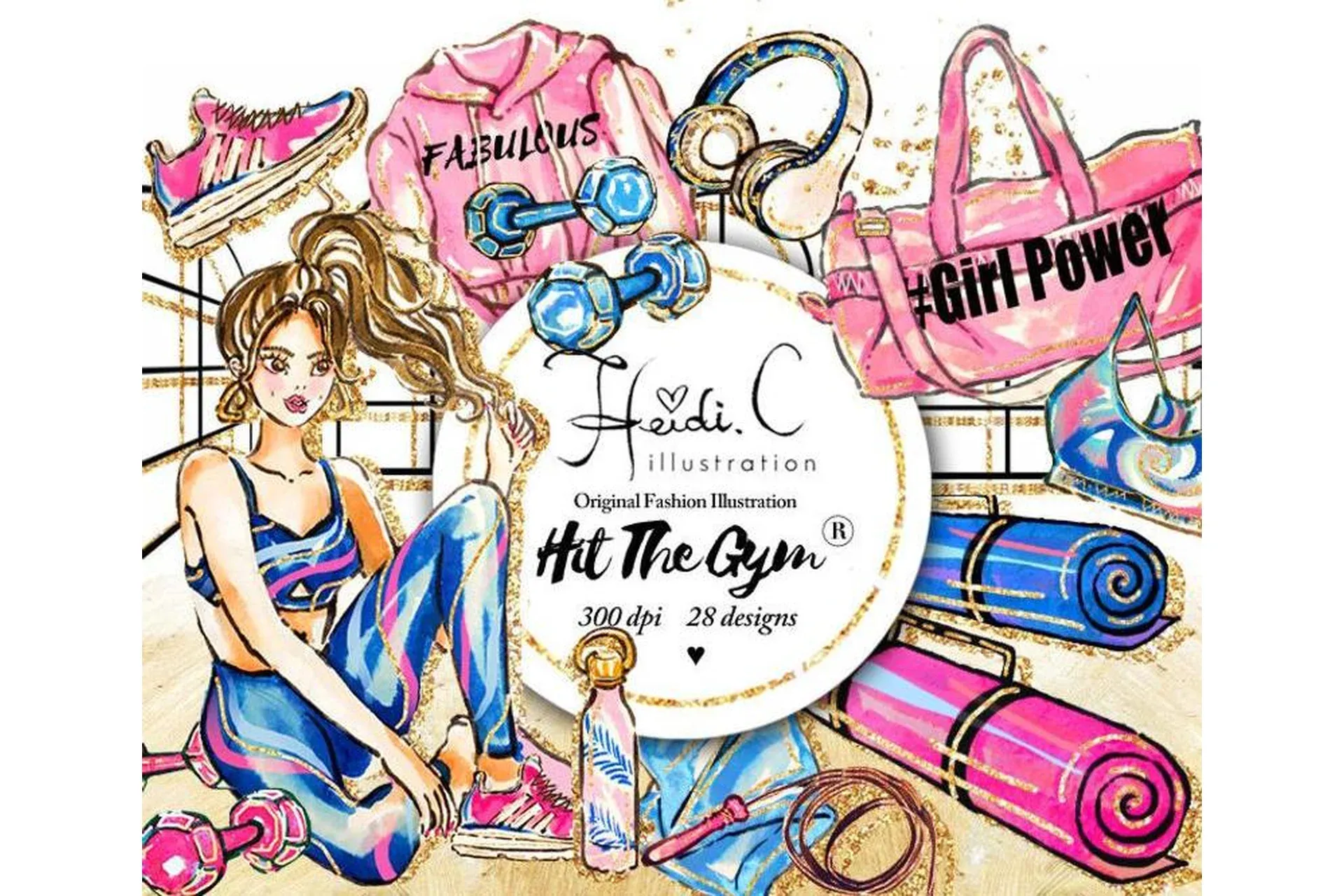 Fitness Clip Art/Фитнес клип арт (HeidiCillustration)