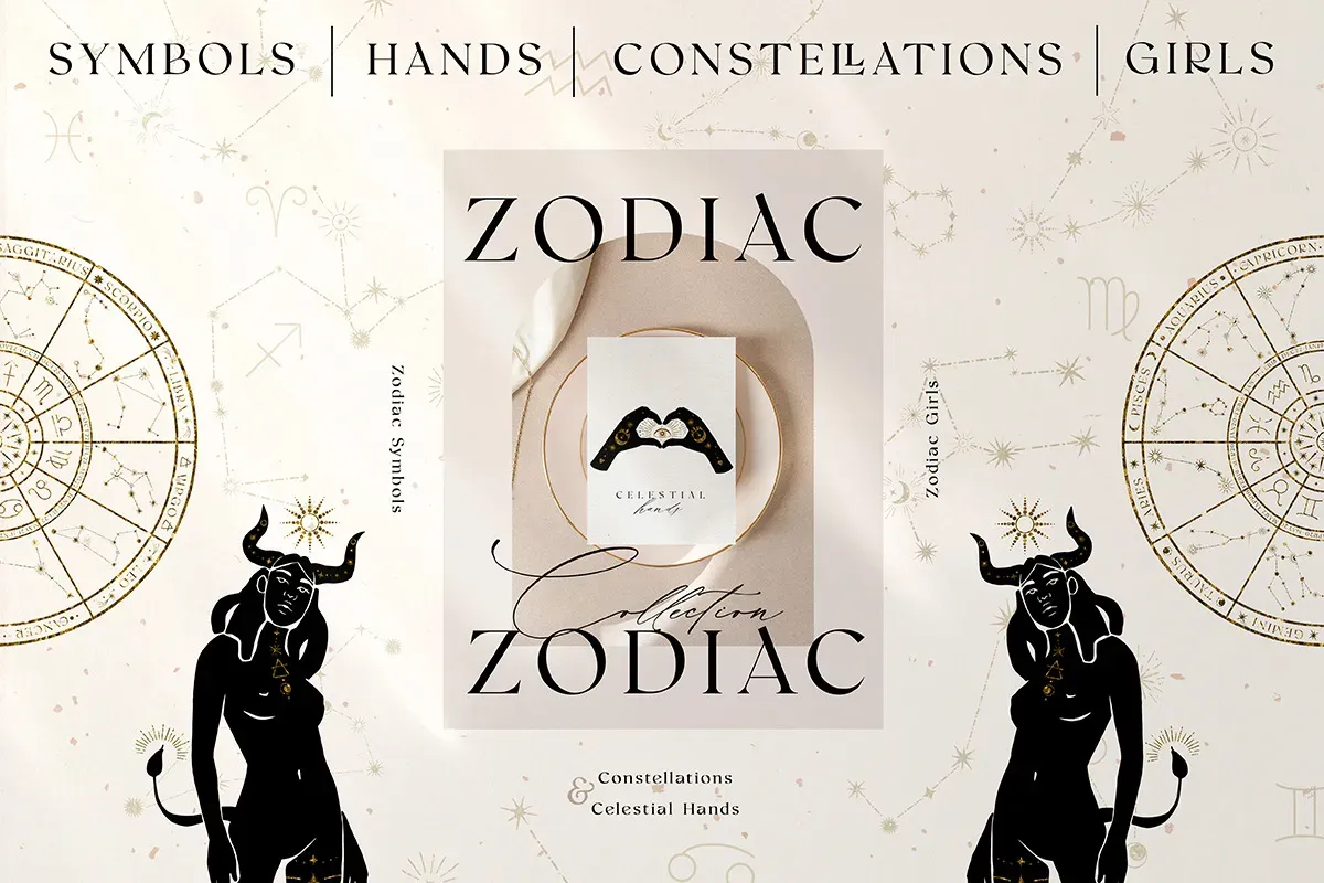 [CreativeMarket] Набор Zodiac Celestial Constellations [NassyArt]