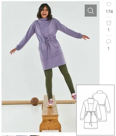 [burdastyle] Трикотажное платье в спортивном стиле №5 - выкройка из Knipmode Fashionstyle 2/2022. Размеры S-XXXL