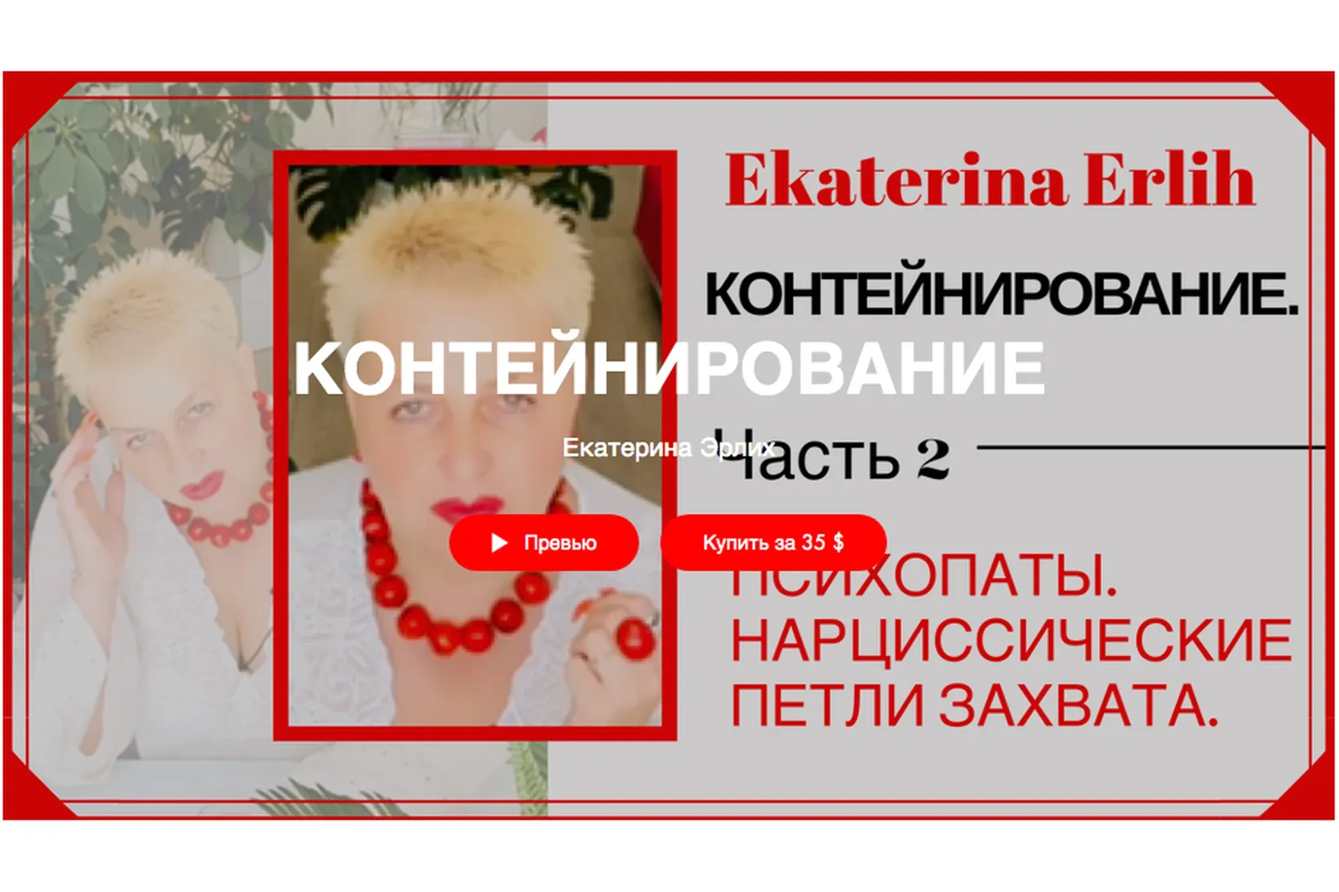 «Психопаты. Нарциссические петли захвата» Контейнирование (Екатерина Эрлих)