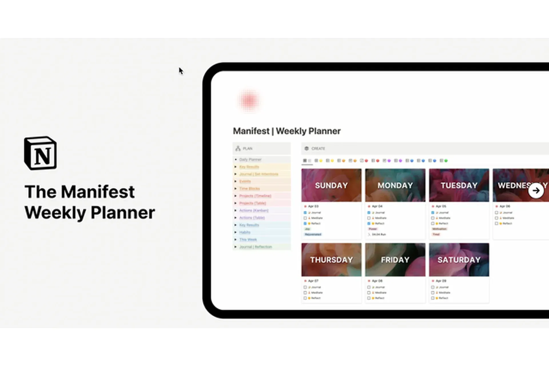 [Notion] The Manifest Weekly Planner (The Notion Coach)