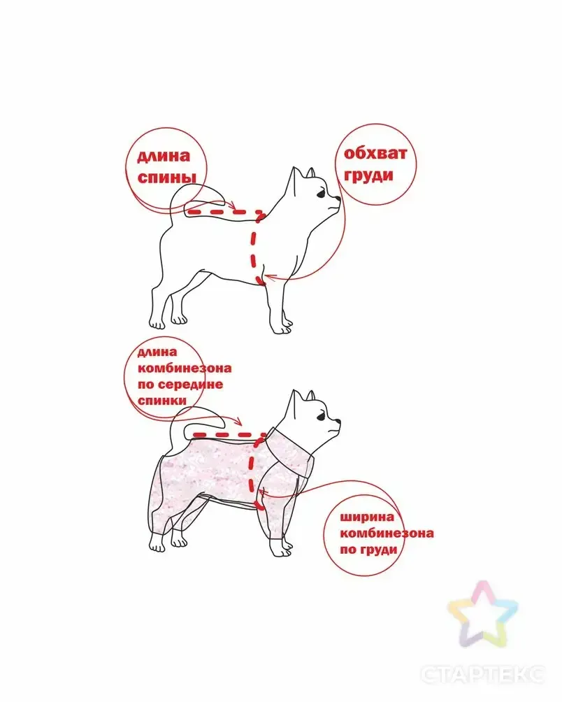 [Стартекс] Выкройка: Комбинезон для девочки (одежда для собаки) размер 26, рост 44-74