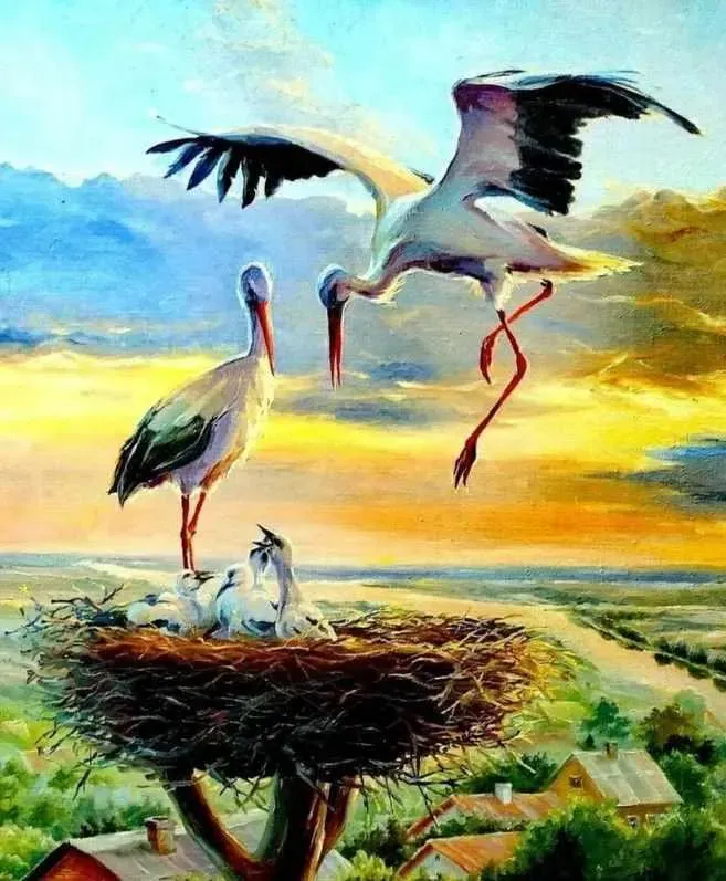 [Рисуем дома] Аисты (Ирина Шпакова)