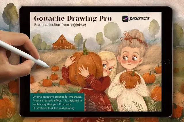 Procreate brushes Gouache Drawing Pro (Bocadebra)