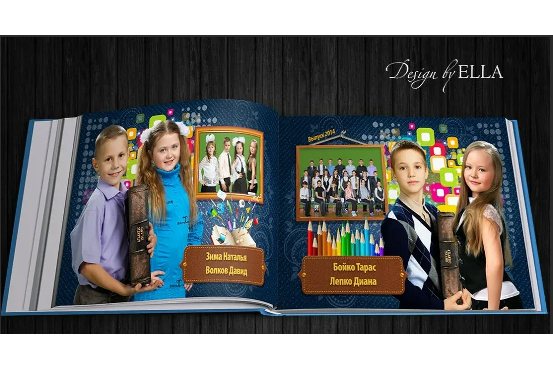 [Design by Ella] GBK-29 Полиграфическая книга для выпускников 4 классов - Denim style
