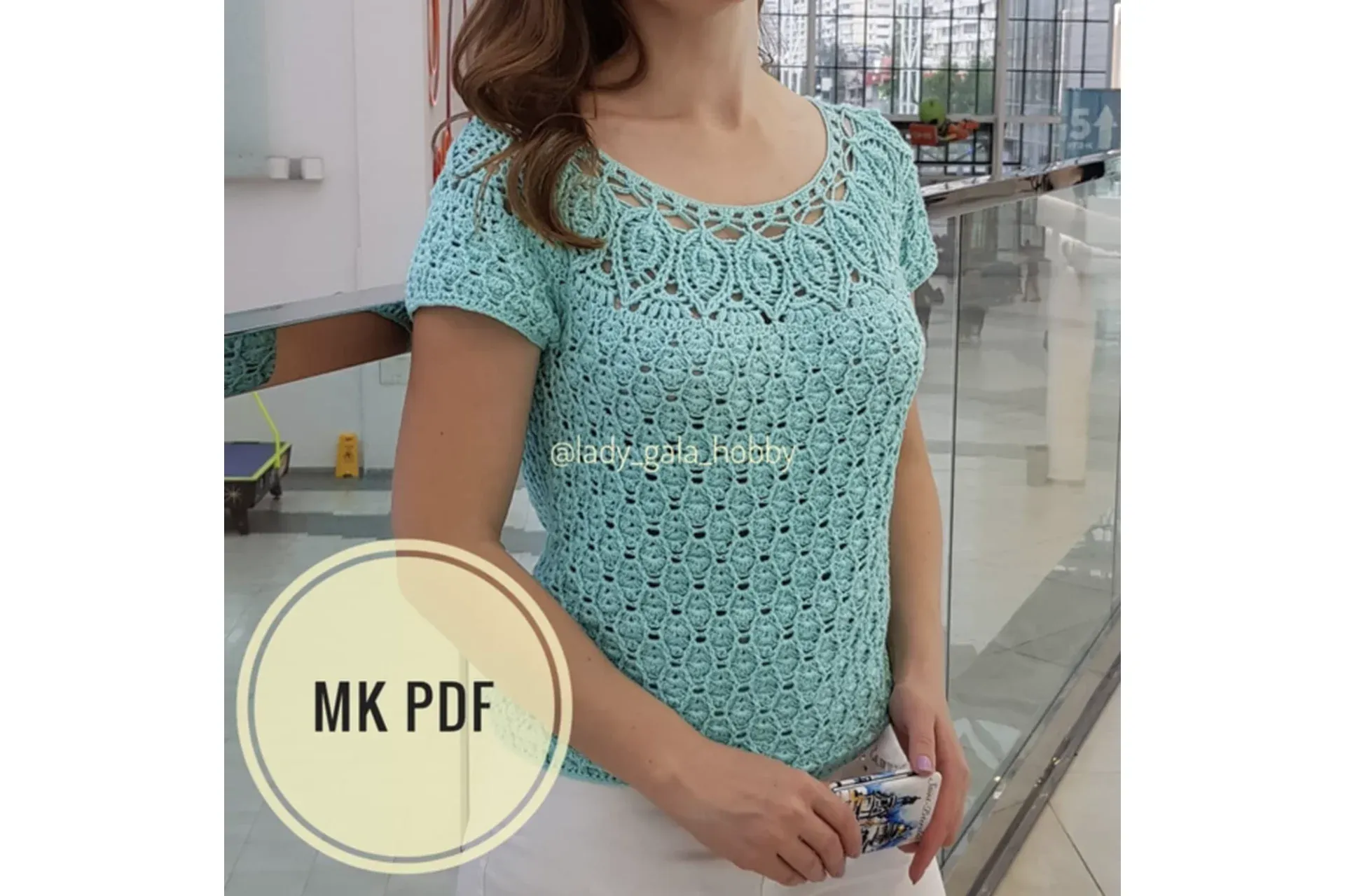 [lady_gala_hobby] Бирюзовый топ Берлинские листья (Галина Берлинская)